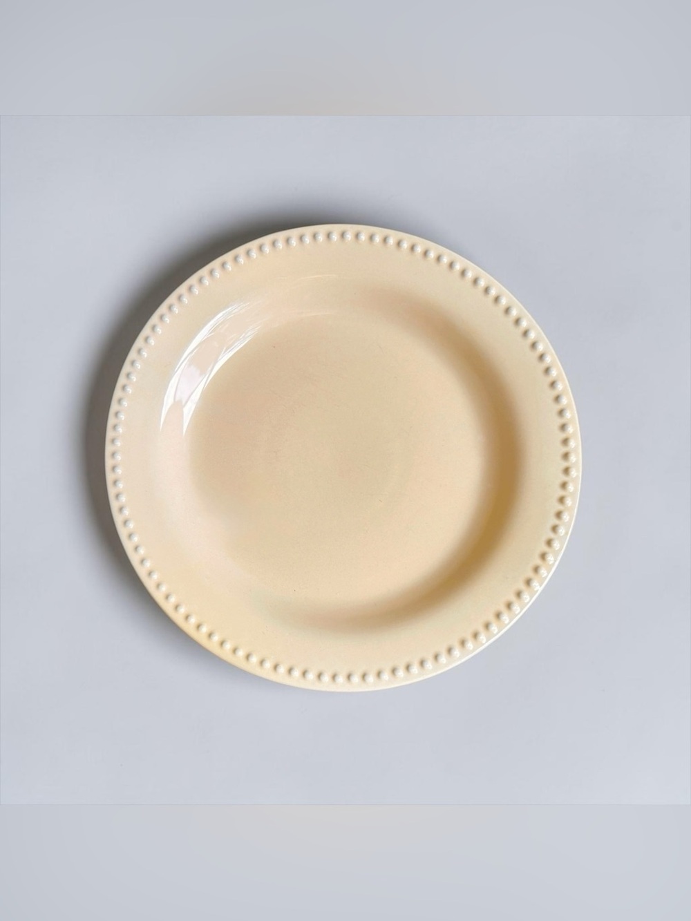 Pottery Barn Emma Beaded Yellow Dinner Plate Portugal Stoneware 11.25”